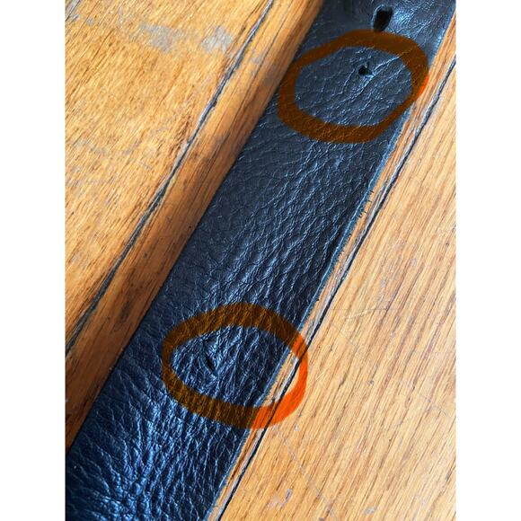 Heavy Duty Distressed Black Leather Belt Mens sz 44 - Picture 8 of 12